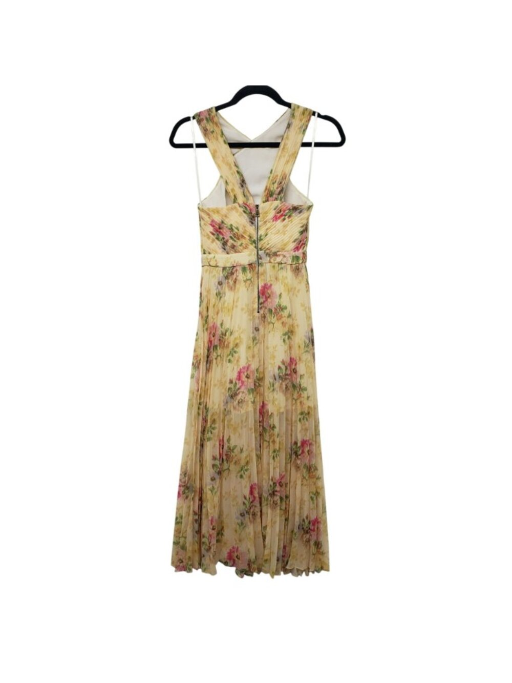 Ted Baker London Yellow Amerah Cross Front Floral Pleated Midi Dress Wedding - Picture 4 of 15